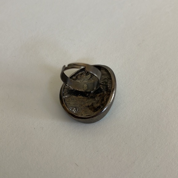 Teal and Chocolate Brown Rhinestone Adjustable Ring - Picture 3 of 3